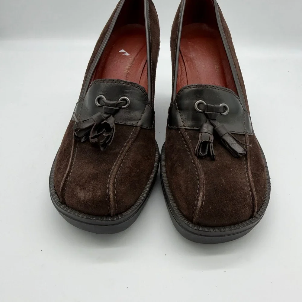 Donald J Pliner Baco Brown Suede Leather Tassel Wedge‎ Loafers Womens 6.5M
